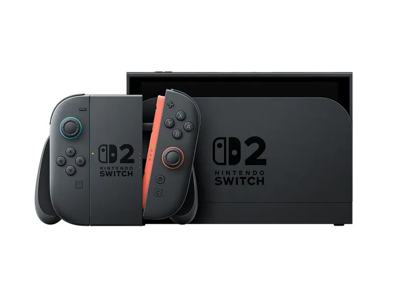 A Nintendo Switch 2 in its dock — previews of the Ocarina of Time remake were shown running at a scaled 4K and 60 frames per second, file photo