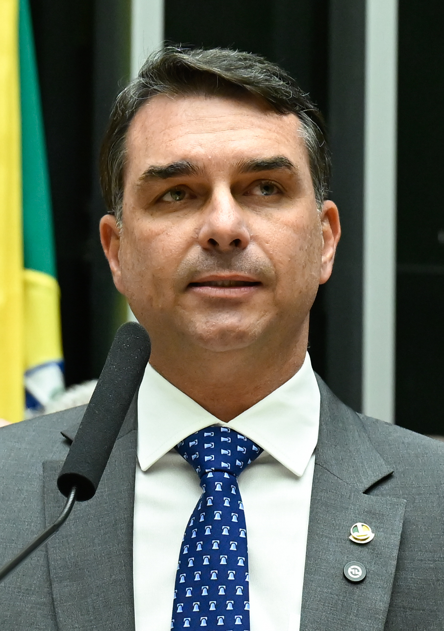 Senator Flávio Bolsonaro, the Liberal Party candidate in Brazil's presidential runoff, speaking in Congress in May 2026