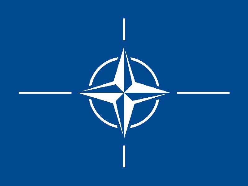 The flag of NATO, whose member states Rubio warned could face sabotage as the Ukraine war escalates