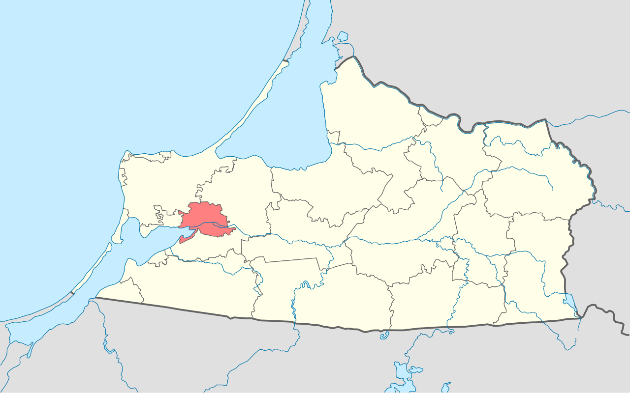 Map of Russia's Kaliningrad exclave and the Polish border near Braniewo, where the Mi-8 incursion occurred