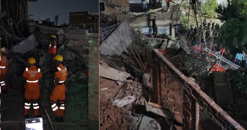 Emergency crews at Delhi New Seemapuri building collapse site October 2026