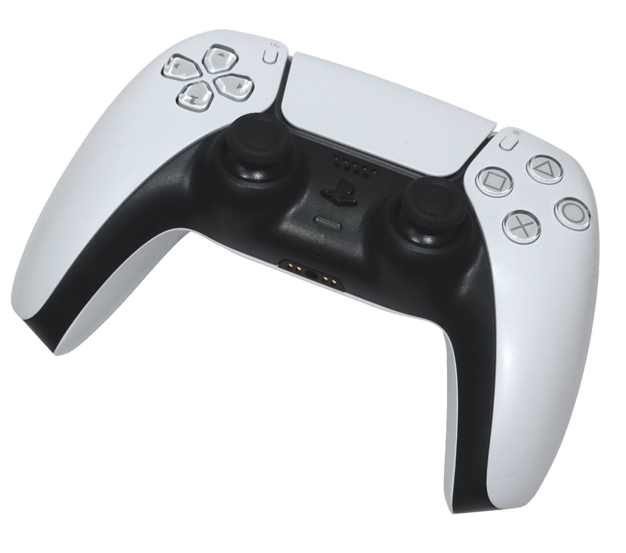 White Sony DualSense controller representing Sony QSSR base PS5 AI upscaling