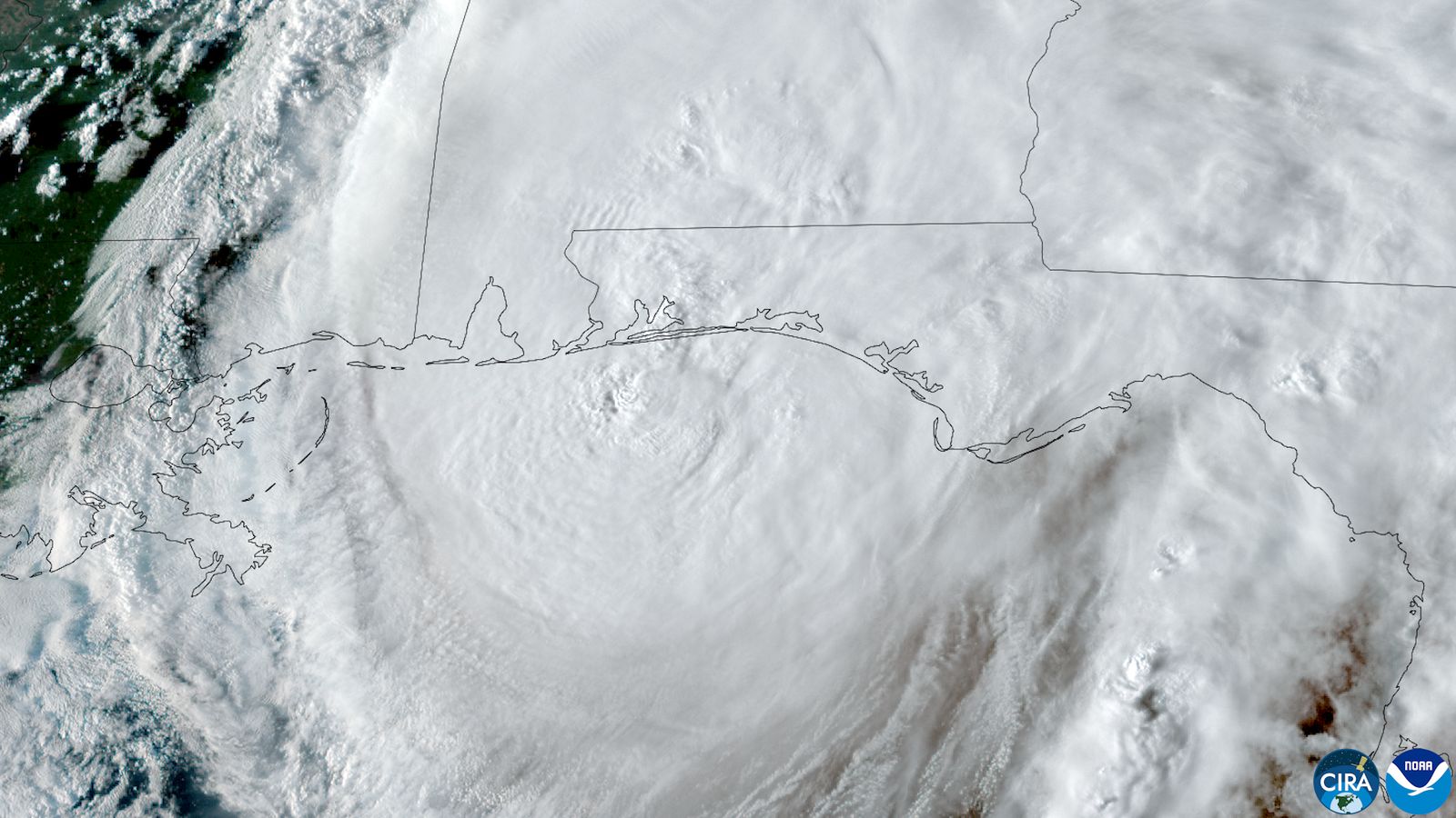 Satellite image of Hurricane Isaias nearing the Florida Panhandle