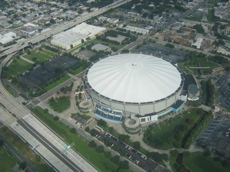 Tropicana Field dome from the air in St. Petersburg — ALCS Game 1 result file photo