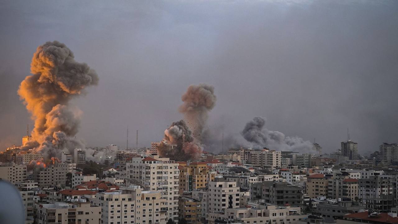 Israeli airstrikes sending smoke plumes over Gaza City, October 2024 (file photo)