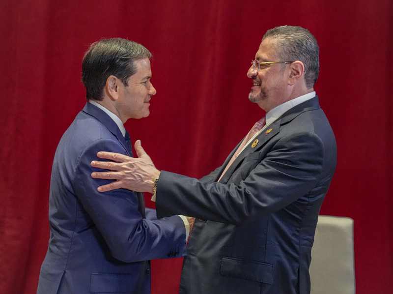 Secretary Marco Rubio meeting Costa Rican President Rodrigo Chaves during diplomatic travel in March 2026