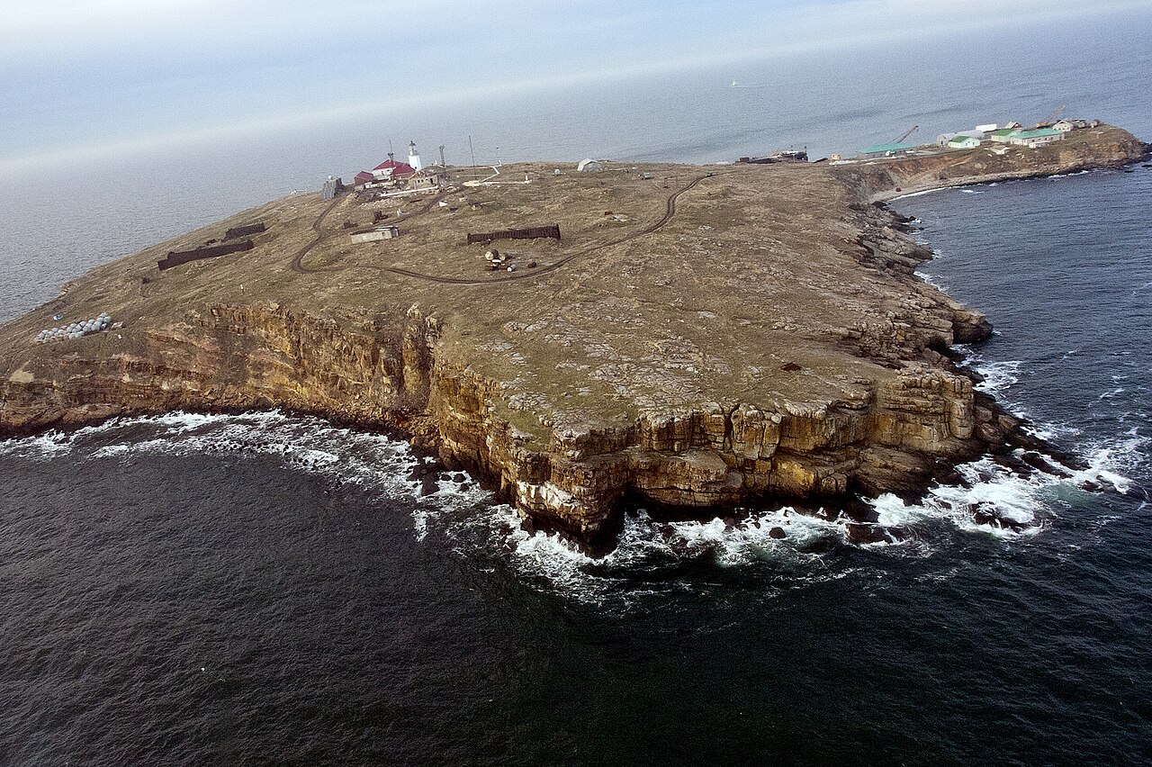 Snake Island in the Black Sea — Romanian radar first detected the drone group about 120 kilometres east of the island