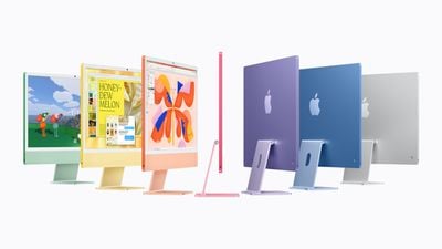 Apple iMac with M6 in seven colours, front and back views