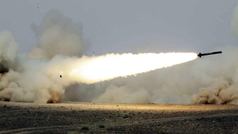 Houthi ballistic missile displayed in Yemen amid attacks on Saudi airports