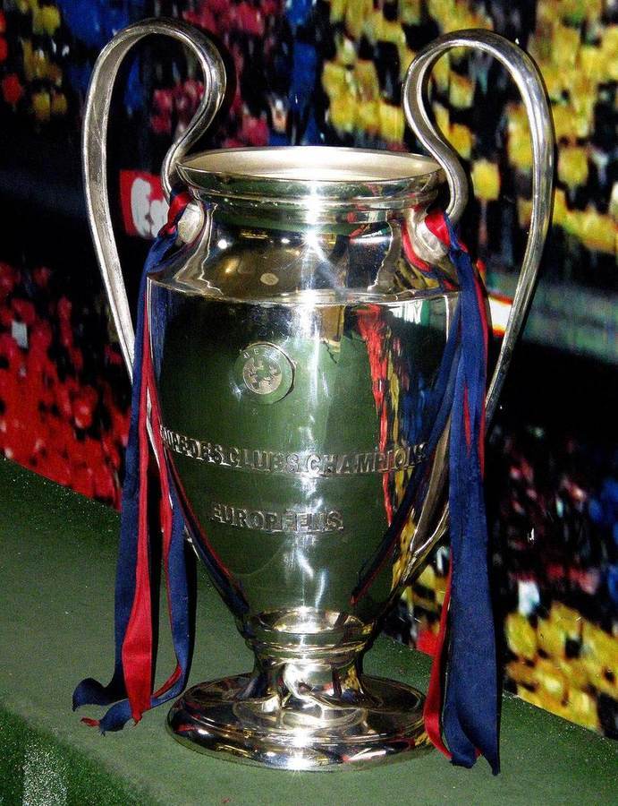 The UEFA Champions League trophy on display