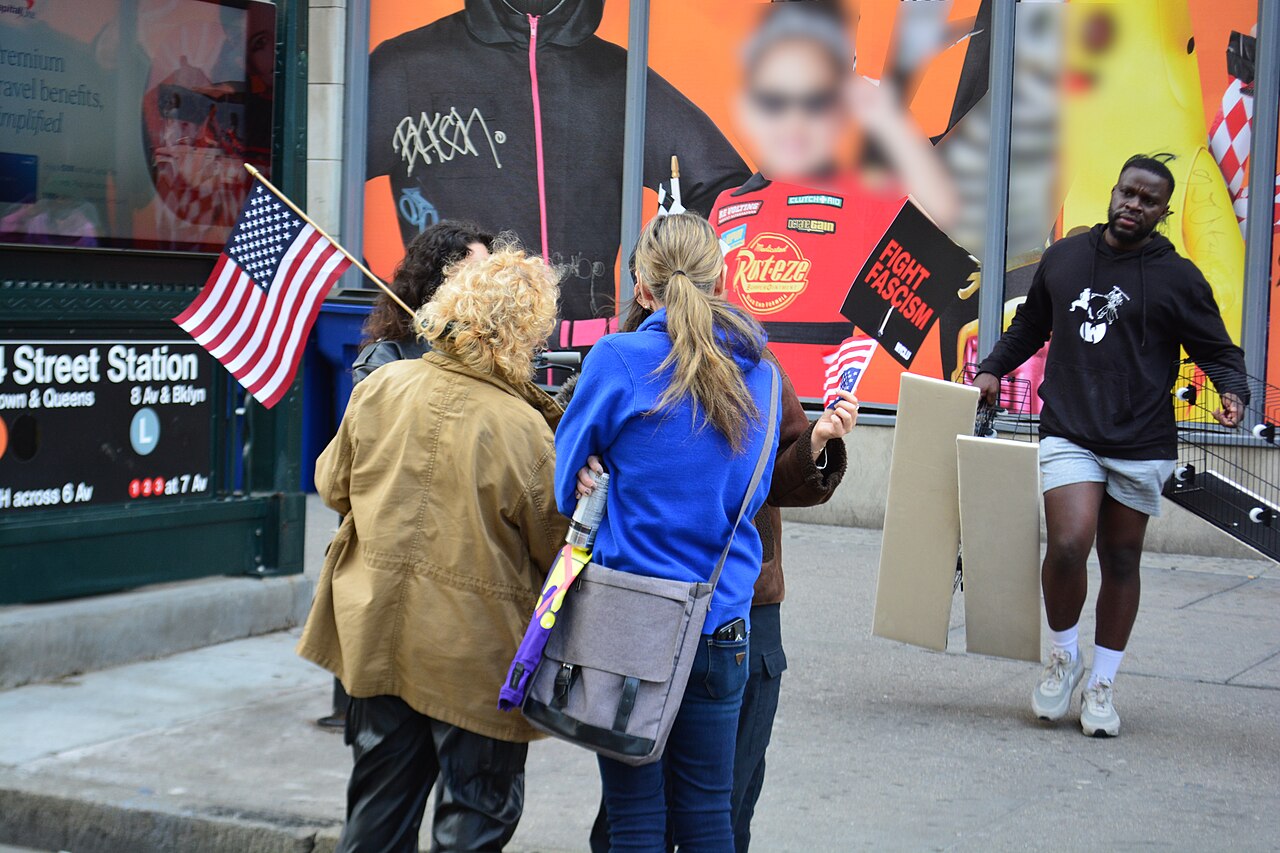 Demonstrators after a No Kings protest in New York City in October 2025 — file photo for the Trump Kentucky rally October 17 2026 coverage