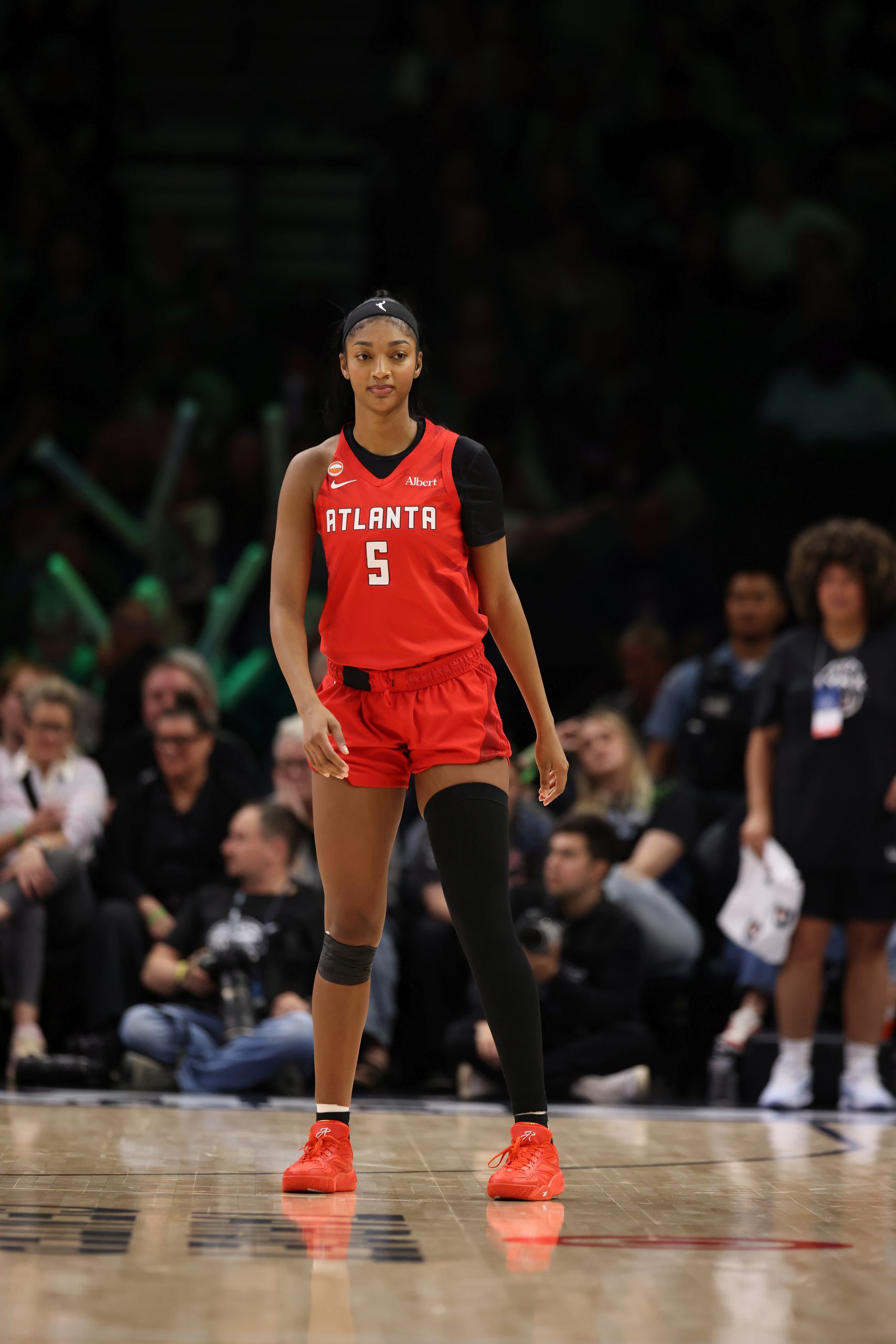 Angel Reese in her Atlanta Dream uniform, who led the Dream past the Valkyries in WNBA Finals Game 3