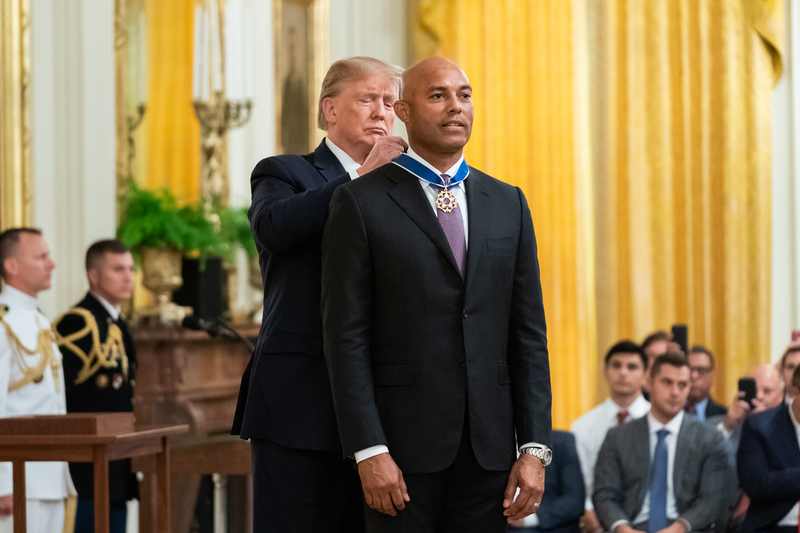 President Trump presenting the Presidential Medal of Freedom to Mariano Rivera at the White House in 2019