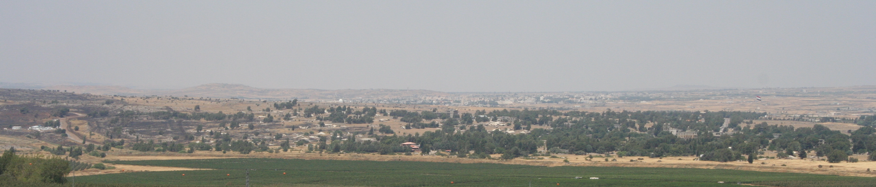 Panorama of the destroyed city of Quneitra near the Golan Heights buffer zone in Syria