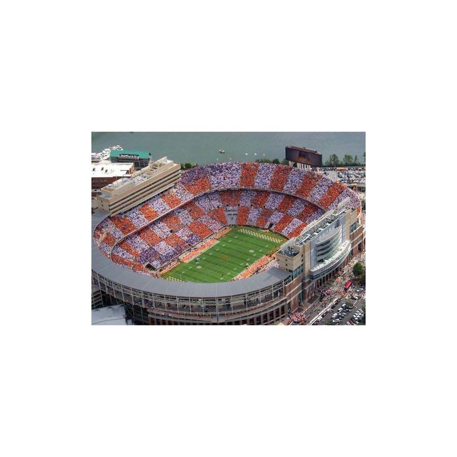 Checker Neyland crowd in orange and white checkers at Neyland Stadium during the Texas vs Tennessee football game