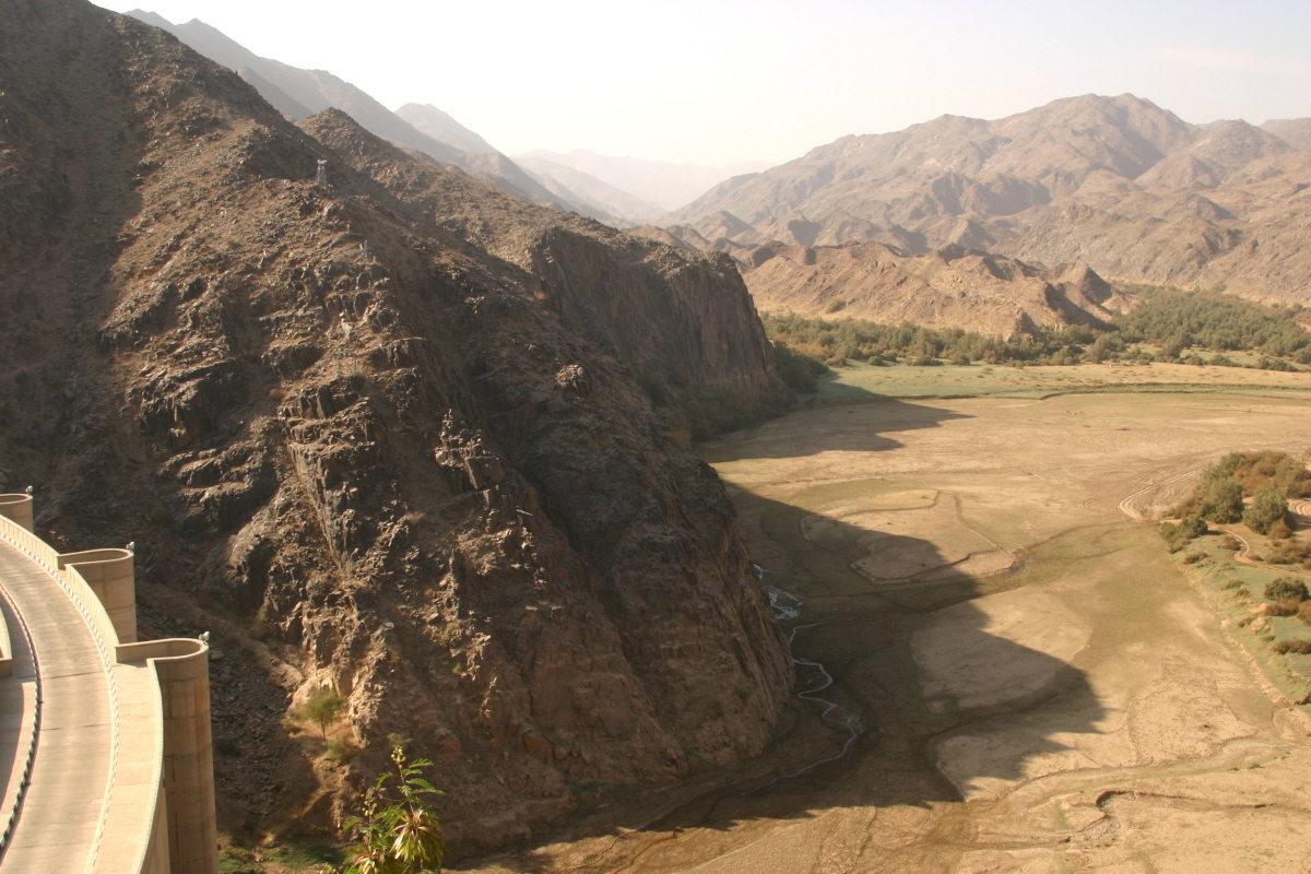 Wadi Najran valley and dam in Saudi Arabia's Najran region near the Yemen border