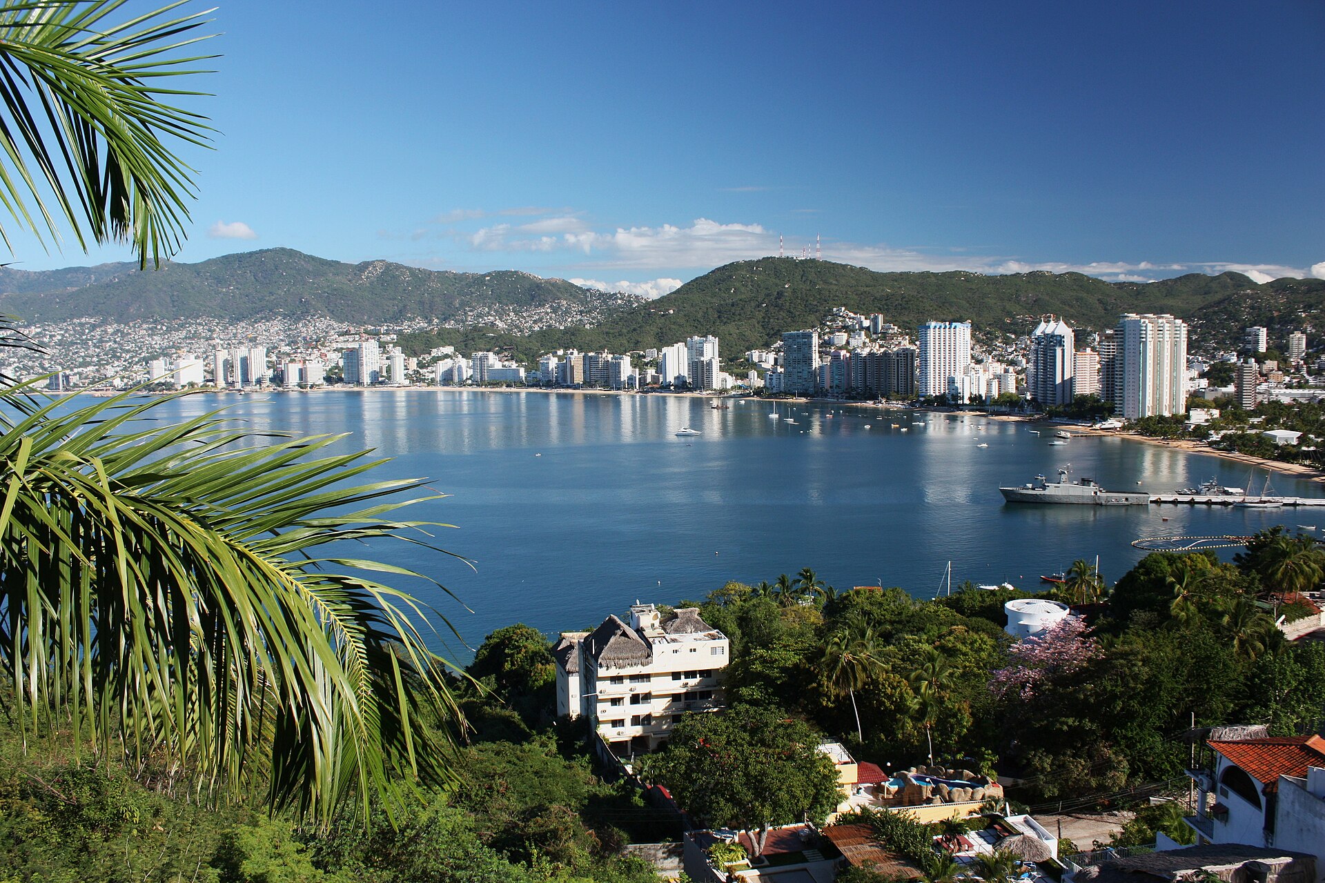 Acapulco Bay on Mexico's Guerrero coast, southwest of Hurricane Trudy's midday position and inside its tropical storm warning geography