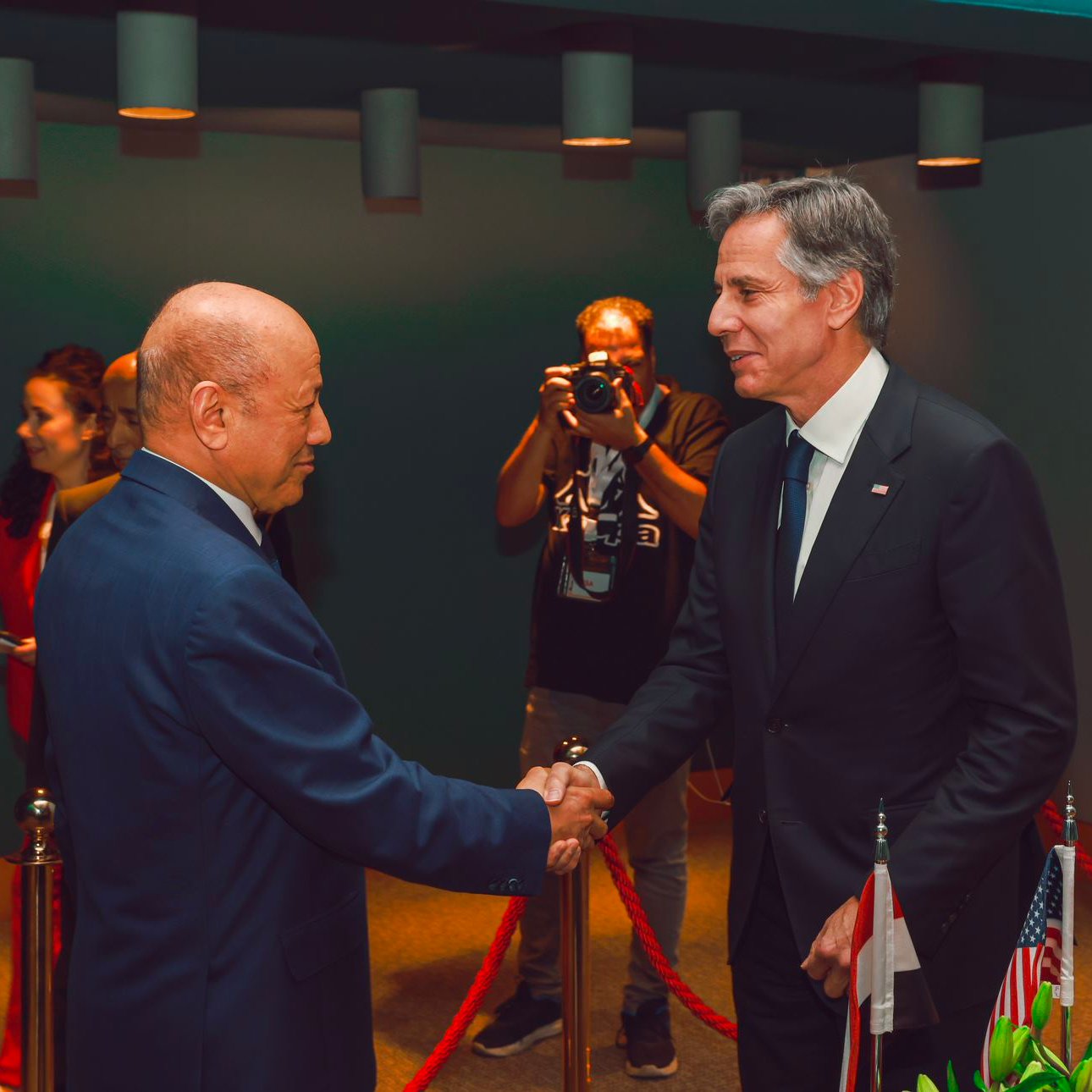 Rashad al-Alimi meeting United States Secretary of State Antony Blinken in a file photograph