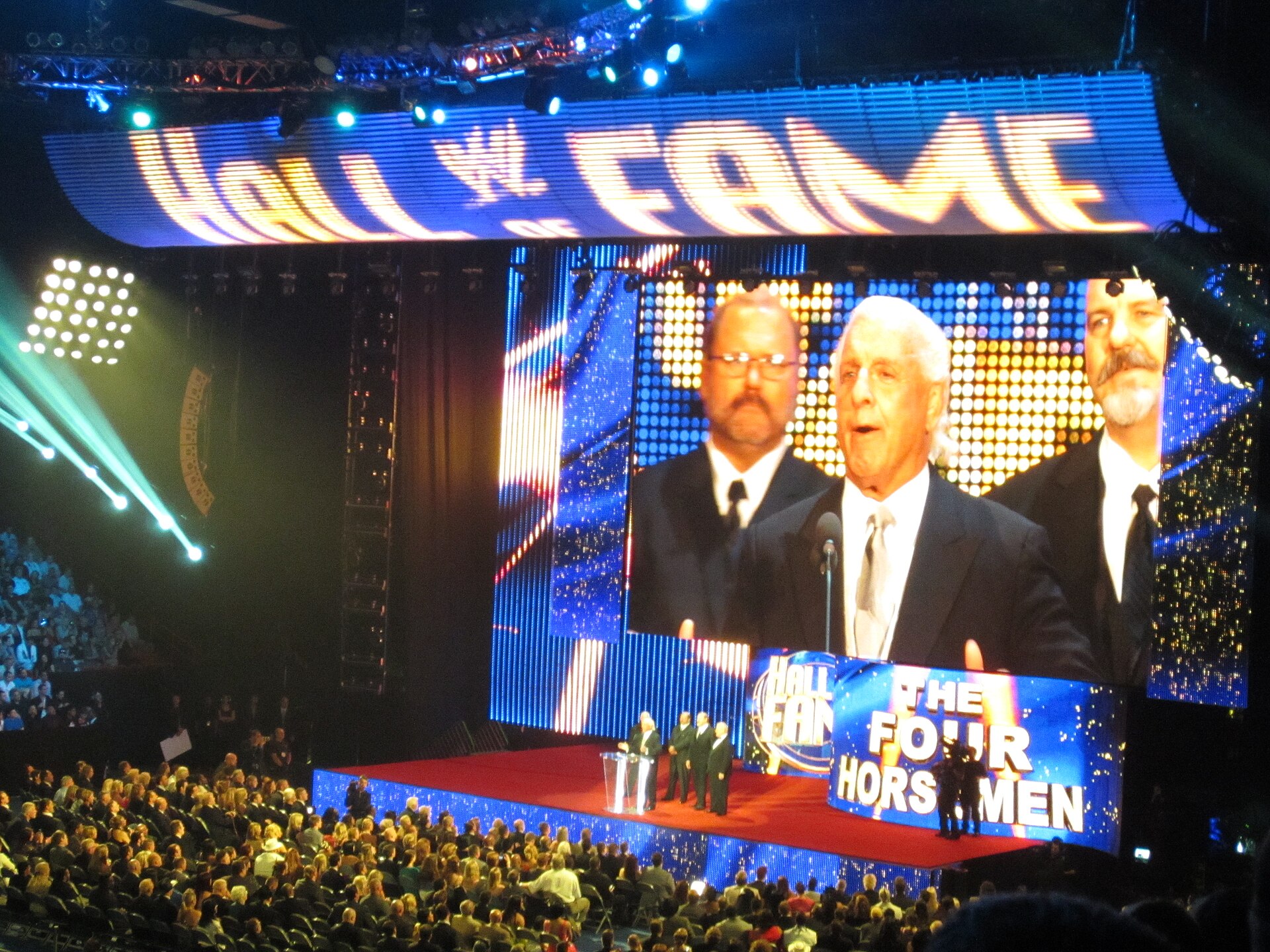 Ric Flair with the Four Horsemen, the faction that defined his 1980s peak