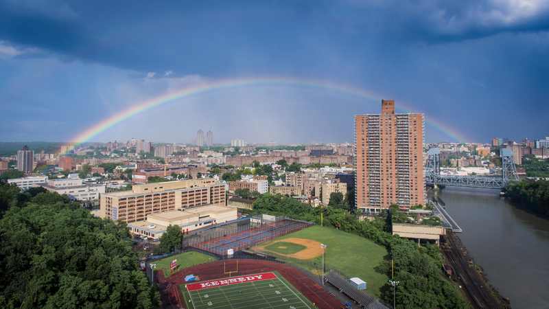 A view of Marble Hill in New York City, where a federal immigration officer shot and wounded a man
