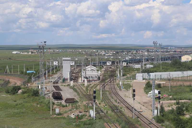 View toward Russia's Zabaykalsk railway station from Manzhouli on the northeast China border