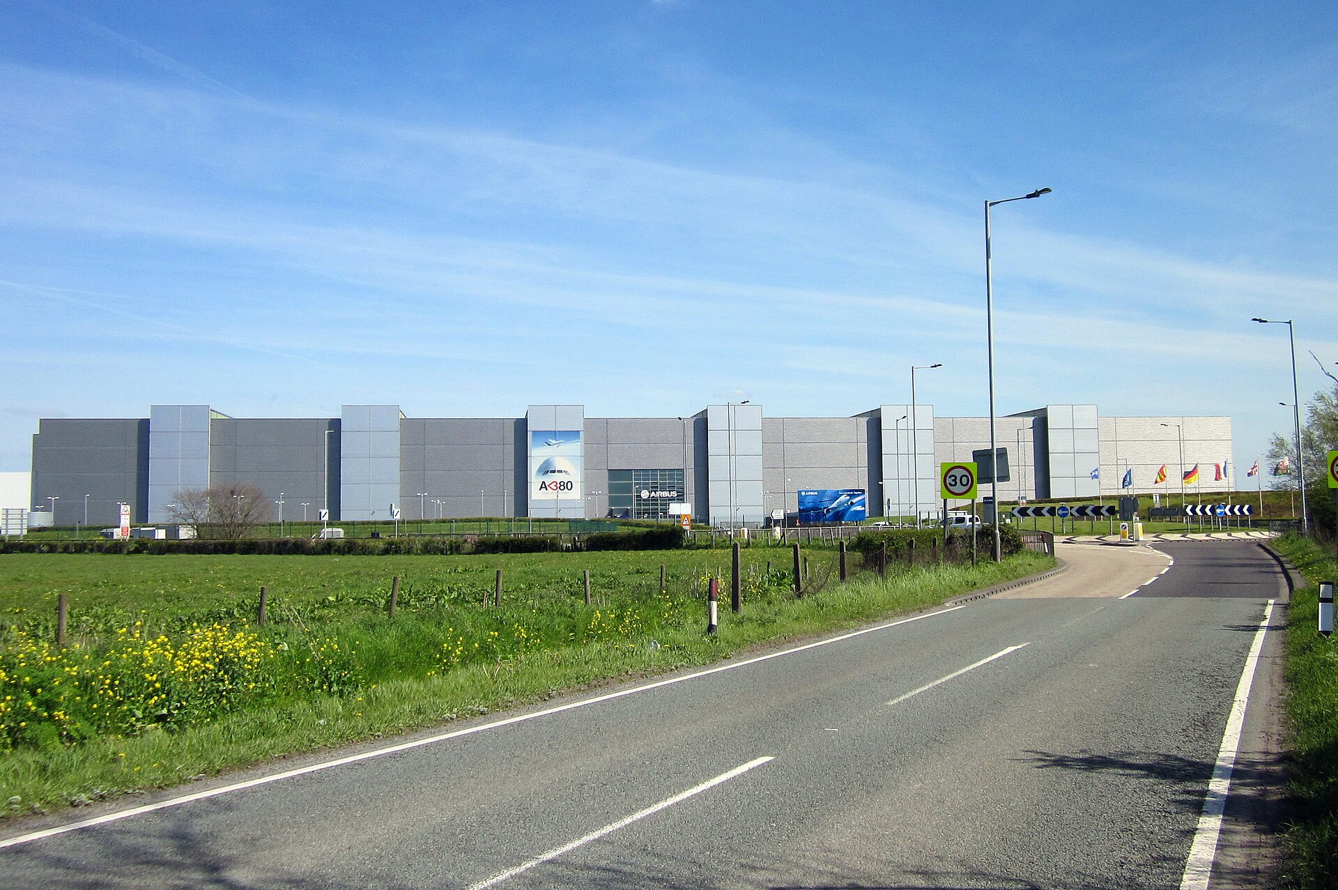 UK manufacturing PMI October 2026 — the Airbus factory at Broughton in Wales, as factory output grows at its strongest pace in over two years