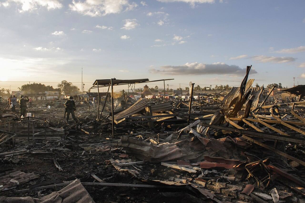 Aftermath of the 2016 San Pablito fireworks market explosion in Tultepec, Mexico