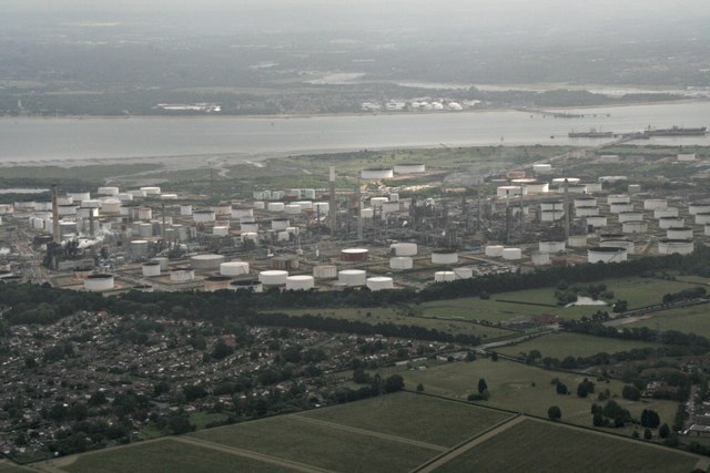Aerial view of the Fawley oil refinery in the UK as Europe faces record diesel prices