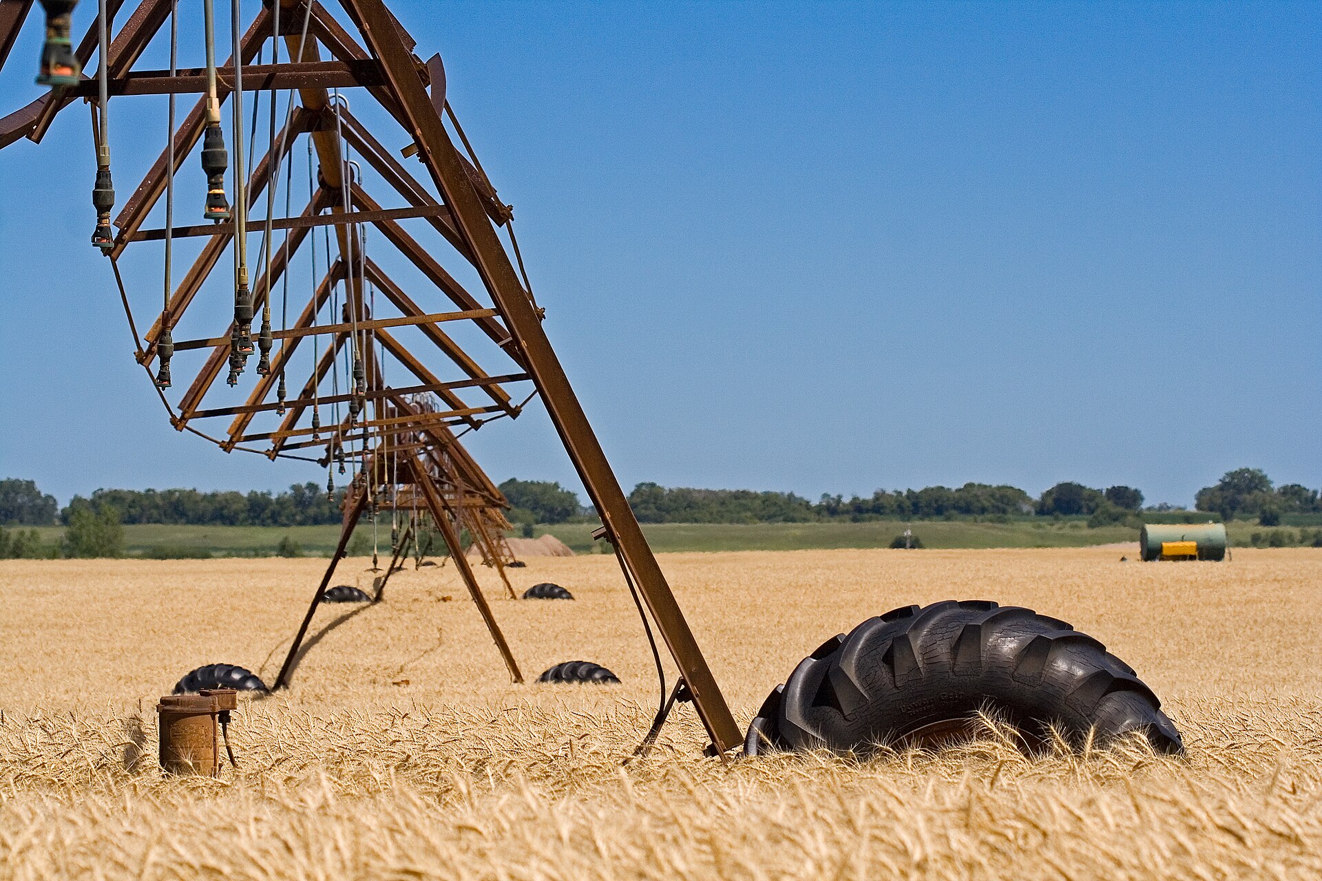Center-pivot irrigation over Nebraska farmland, the farm economy behind the fertilizer investment JD Vance announced