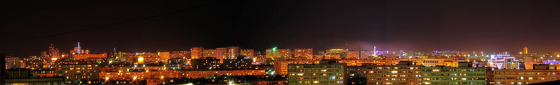 Night panorama of Aktau, Kazakhstan, the Caspian port city in Mangystau Region