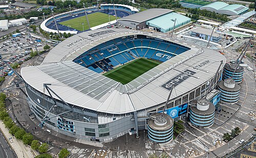 Manchester City's Etihad Stadium as the reported financial charges verdict puts the club's future under scrutiny