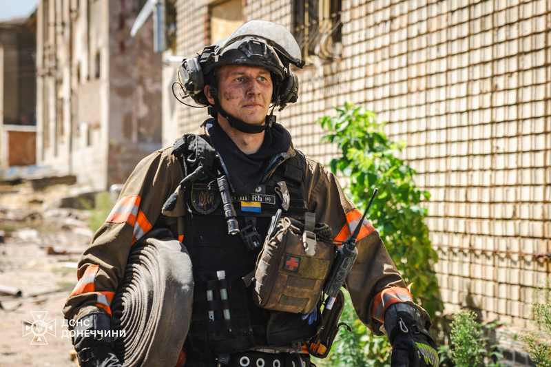 Donetsk region emergency responder illustrating rescue risks after the Kramatorsk bus stop bombing