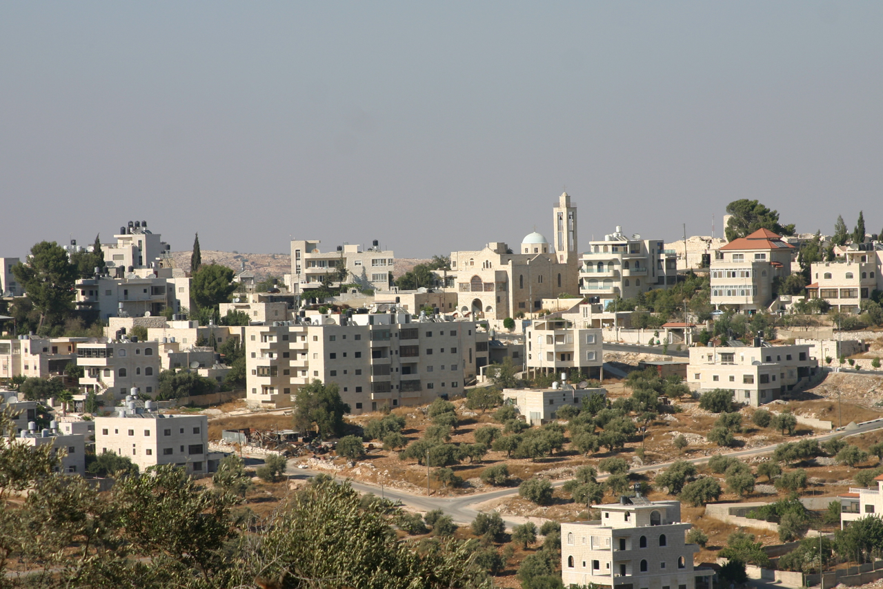 The Palestinian Christian village of Taybeh in the occupied West Bank, with its church tower and olive groves, where settlers attacked European diplomats during the olive harvest