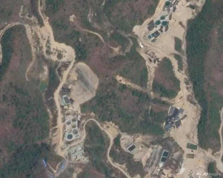 Satellite view of rare-earth mining pools in Kachin State near Myanmar's border with China