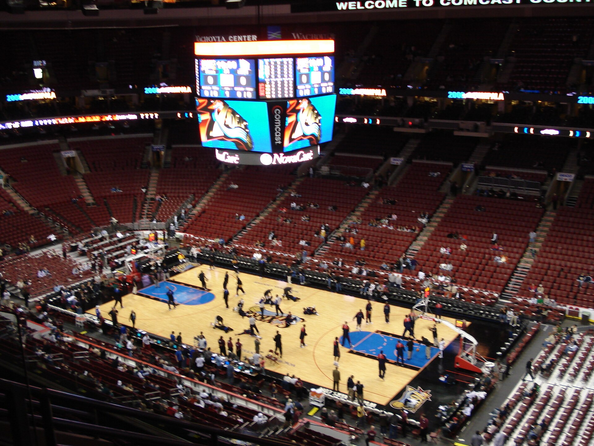 The Philadelphia 76ers' home arena, now Xfinity Mobile Arena, where the 76ers completed a record 29-point comeback against the Cavaliers in LeBron James' home debut