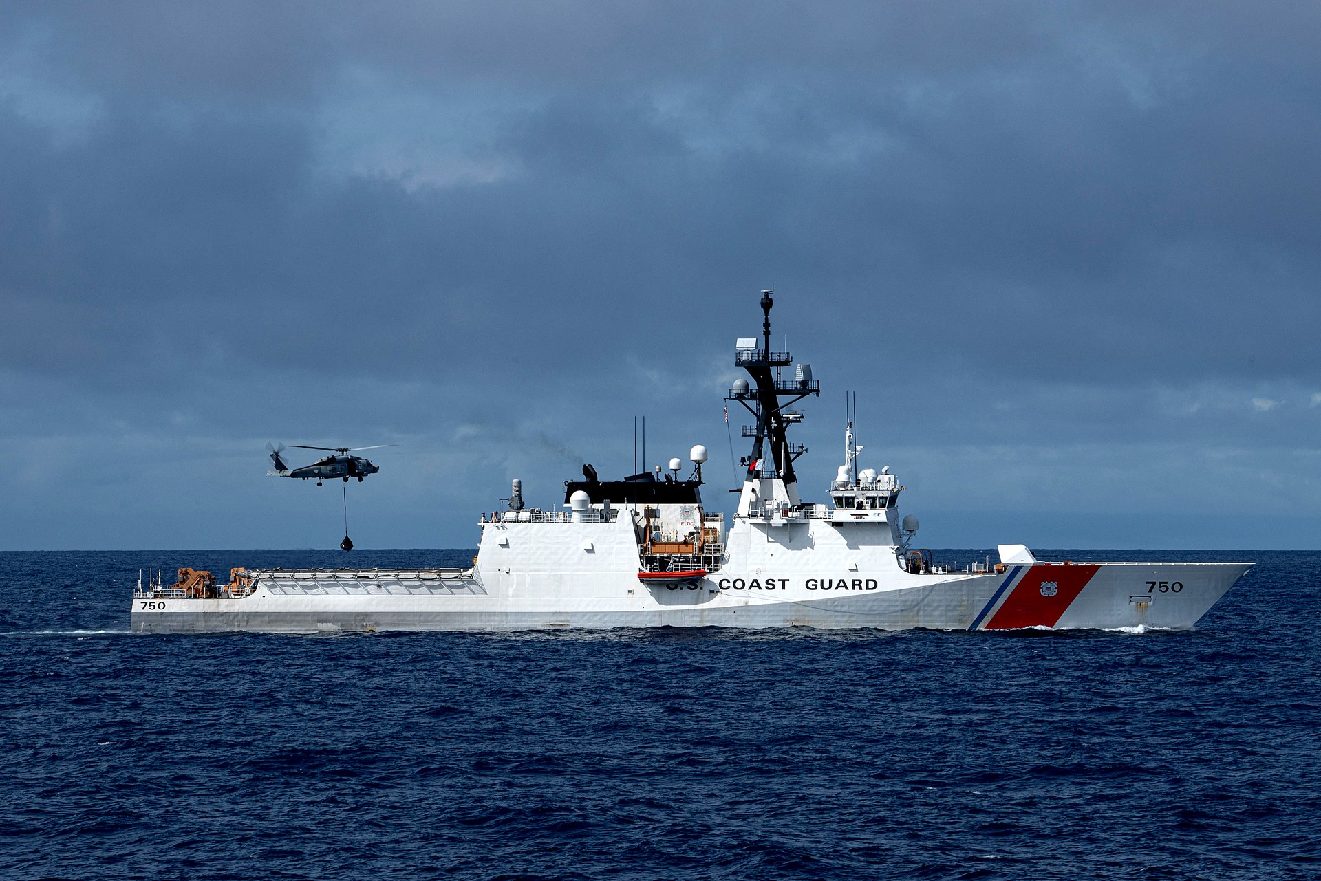 U.S. Coast Guard cutter Bertholf underway in the Pacific Ocean during a search operation, file photograph