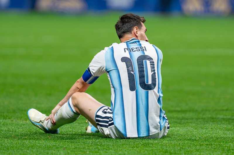 Lionel Messi playing for Argentina in 2026 as his international career ends