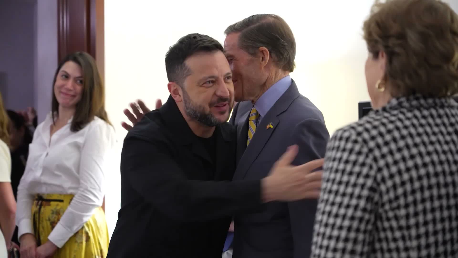 Ukrainian President Volodymyr Zelenskyy greeting allies during a September 2026 meeting