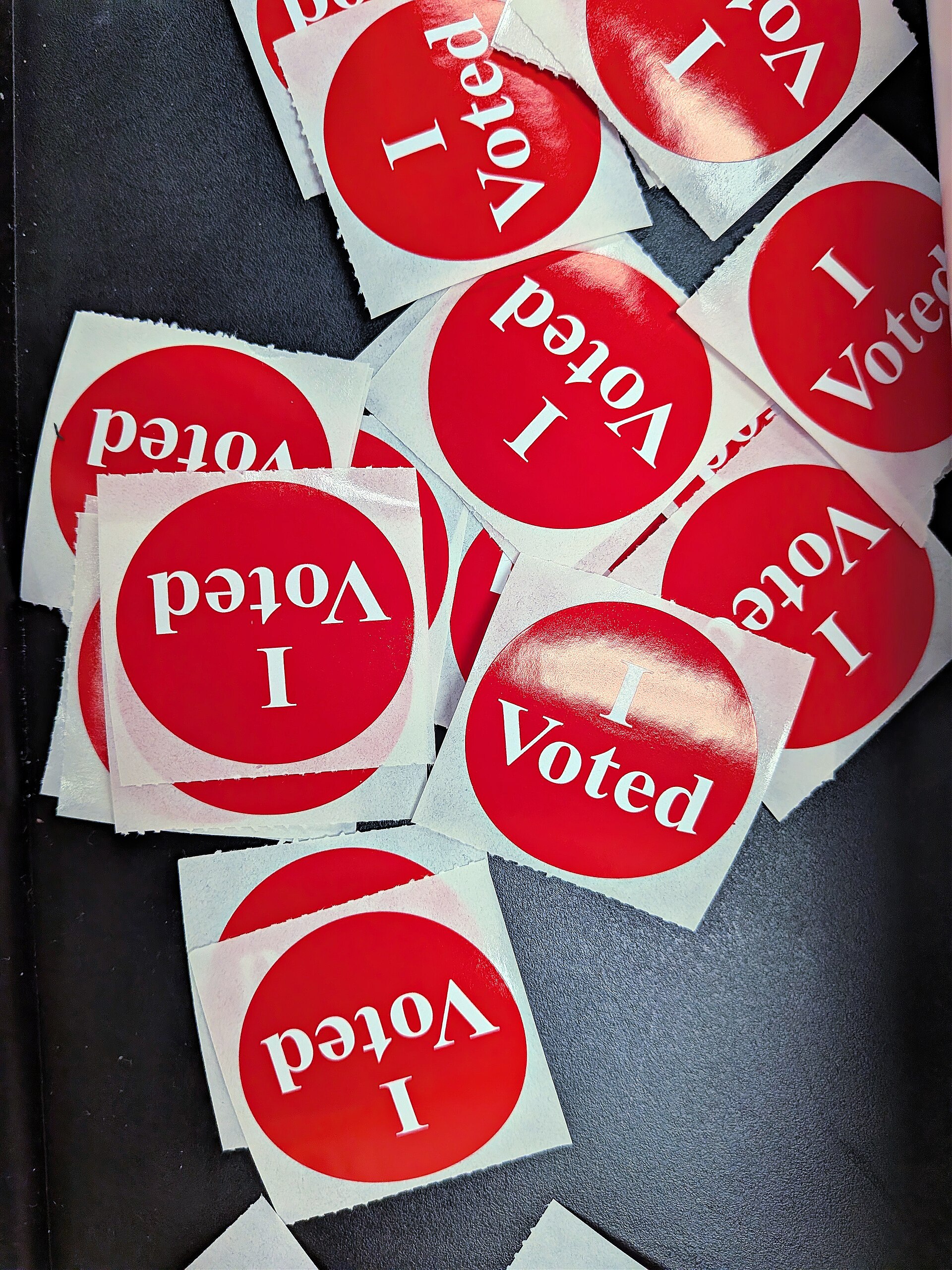 A pile of I Voted stickers — the midterm fight over noncitizen voter investigations and voter rolls