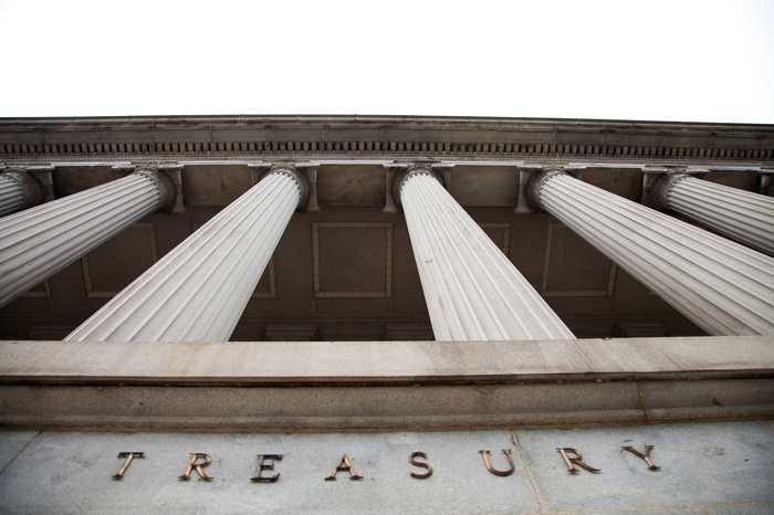 United States Treasury building as Treasury advances the Trump IRS tax form citizenship proposal