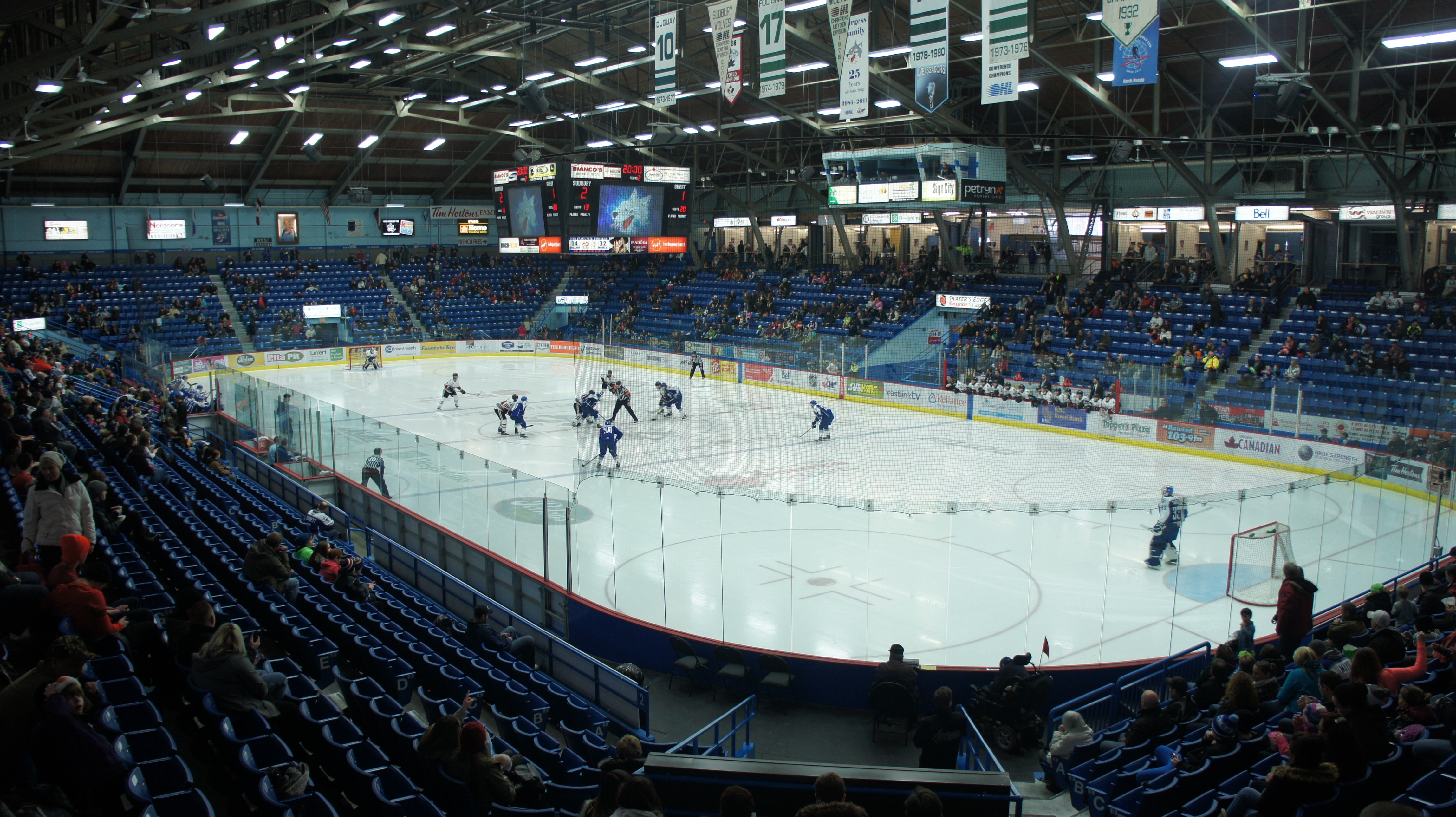 Ron Duguay Sudbury Wolves — the Sudbury Community Arena, where a Duguay No. 10 banner hangs from the rafters