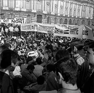 Barricade damage in Paris during the May 1968 unrest
