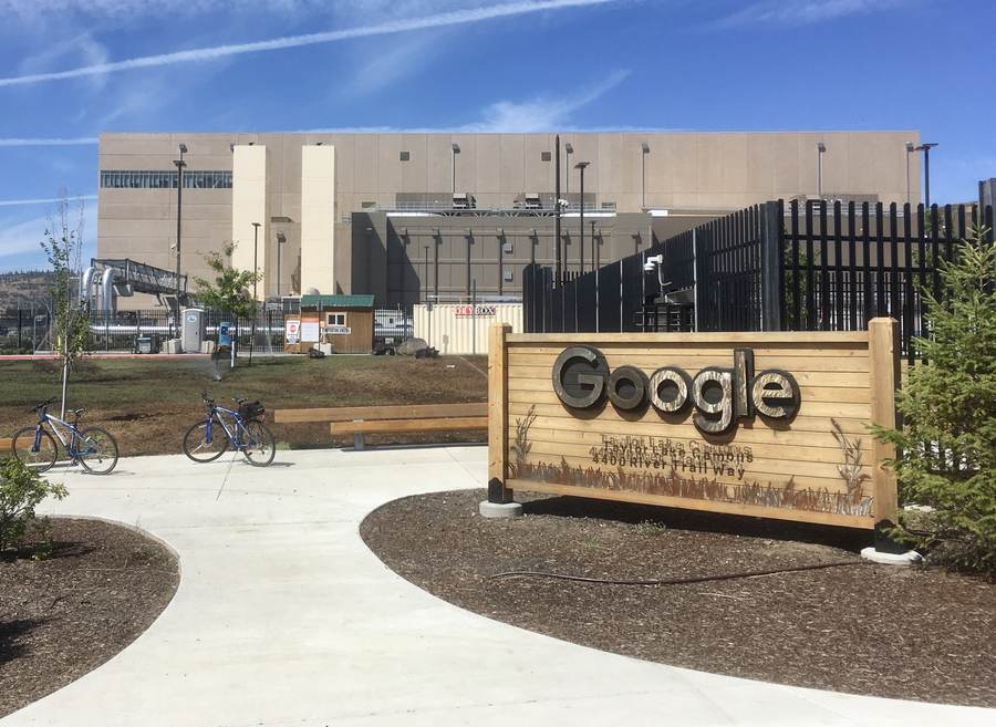 A Google data center in The Dalles, Oregon — Anthropic's $125.2 billion TPU lease commitment runs on Google-designed chips co-developed with Broadcom