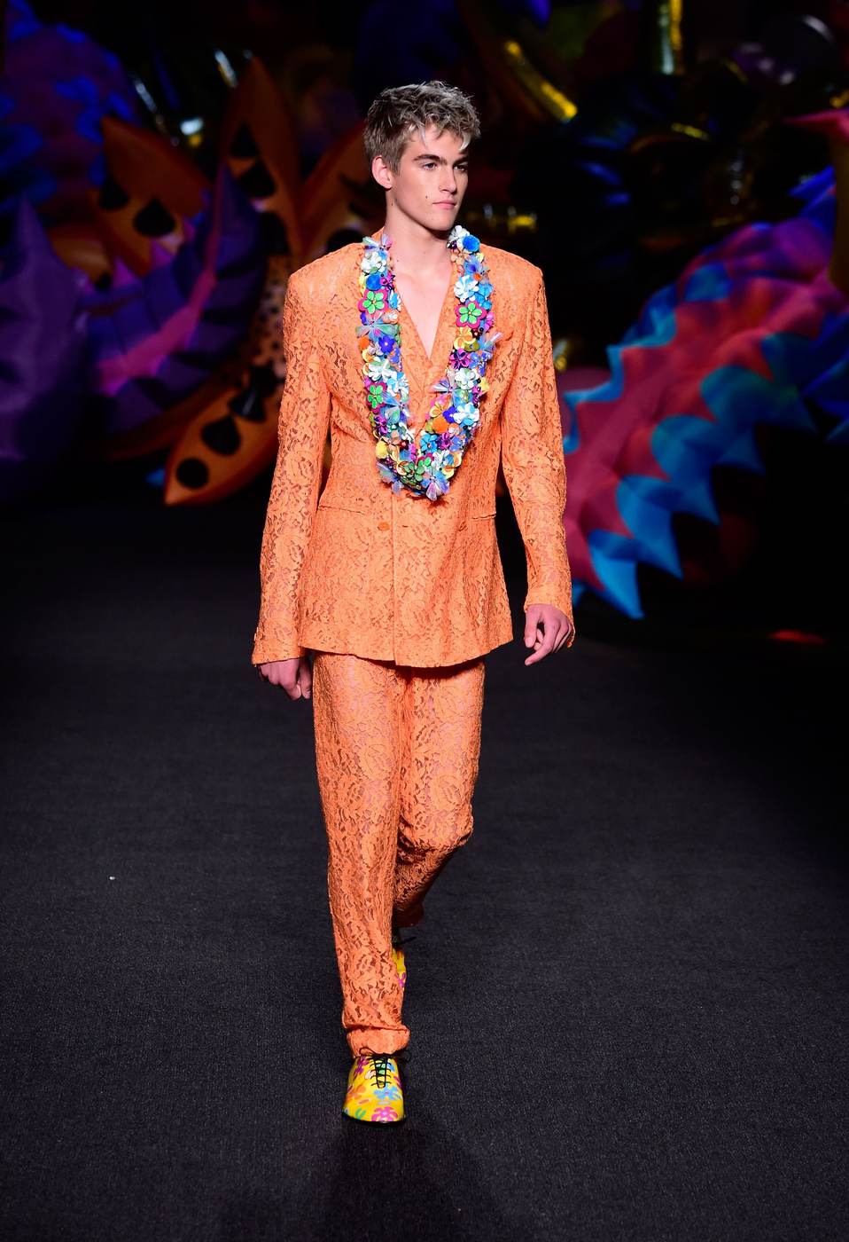 Presley Gerber walking the Moschino Resort 2017 runway in Los Angeles in 2016