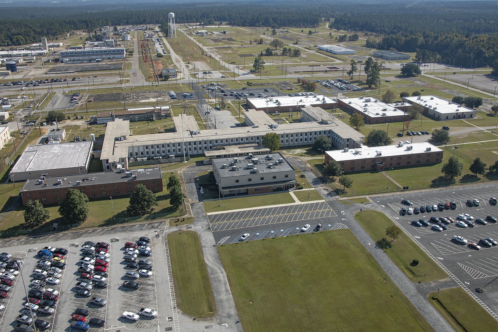 Aerial view of A Area at the Savannah River Site in South Carolina, where a laboratory fire caused a radiological release