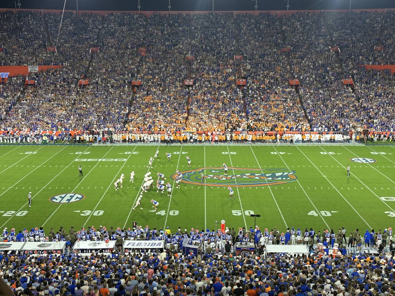 Florida Gators football game-day crowd at Ben Hill Griffin Stadium.