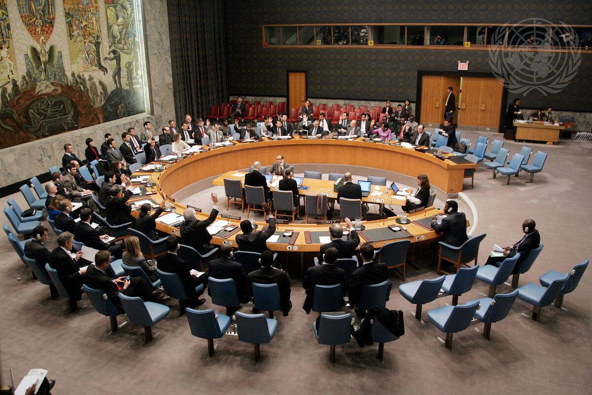 UN Security Council chamber during a vote as the UN Security Council condemns Houthi attacks on Saudi Arabia