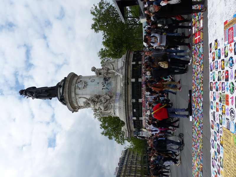 Nuit Debout gathering at Place de la République in Paris in May 2016, shown as historical context for public-square protests
