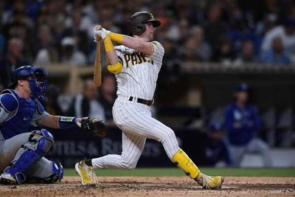 Jake Cronenworth batting for the San Diego Padres before his go-ahead homer in NLDS Game 3