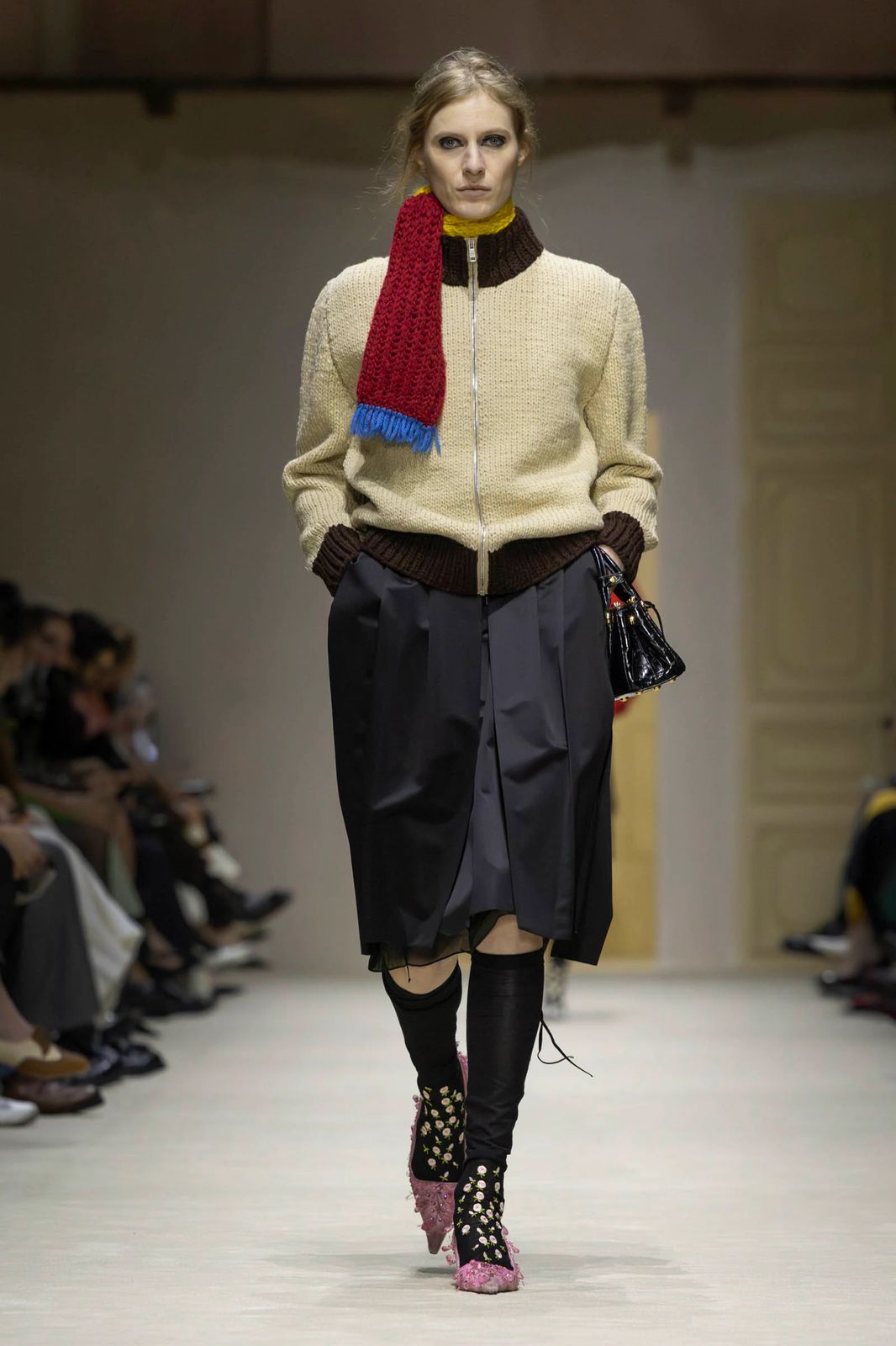 A sculptural Prada runway look